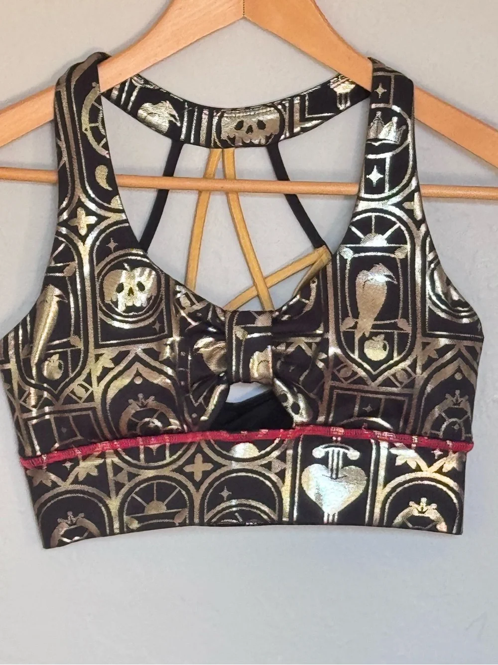 Crowned Athletics Black Gold Crown Sports Bra Size S NWOT